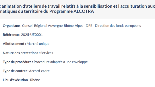 Conception et animation d’ateliers de travail sur la sensibilisation et l’acculturation aux enjeux et problématiques du territoire du Programme ALCOTRA 